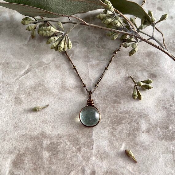 Spring Rain Drop Necklace: Handmade Spruce Gr...