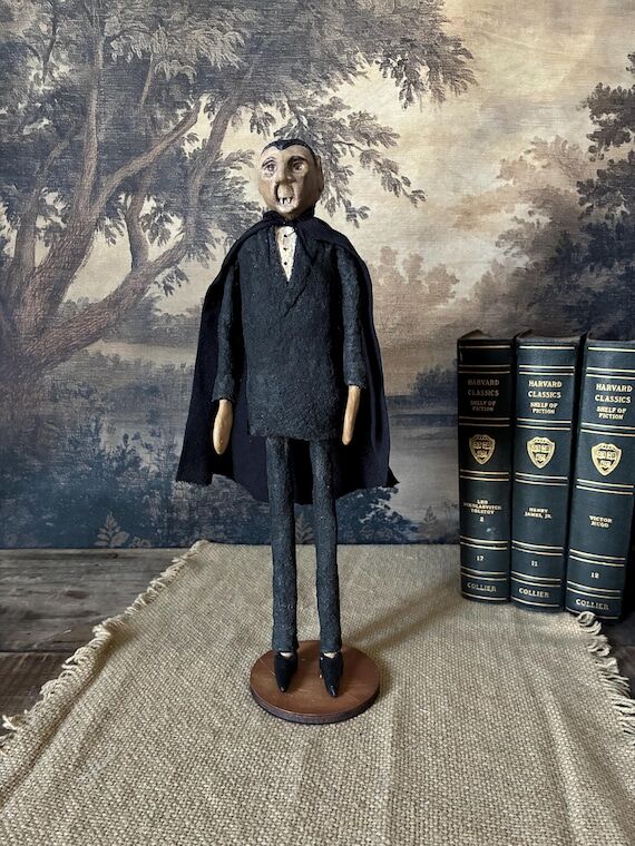 Folk Art Dracula Halloween Drcor Handmade Pri...