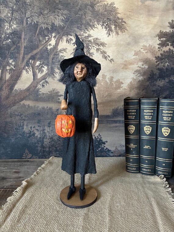 Primitive Witch Halloween Decor Handmade Folk...