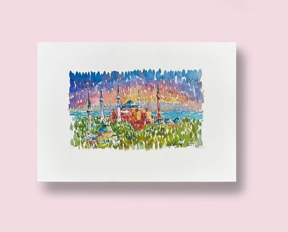 Hagia Sophia Istanbul Original Watercolor Pai...