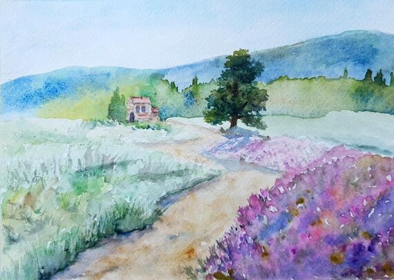 Tuscany landscape painting original Lavender ...
