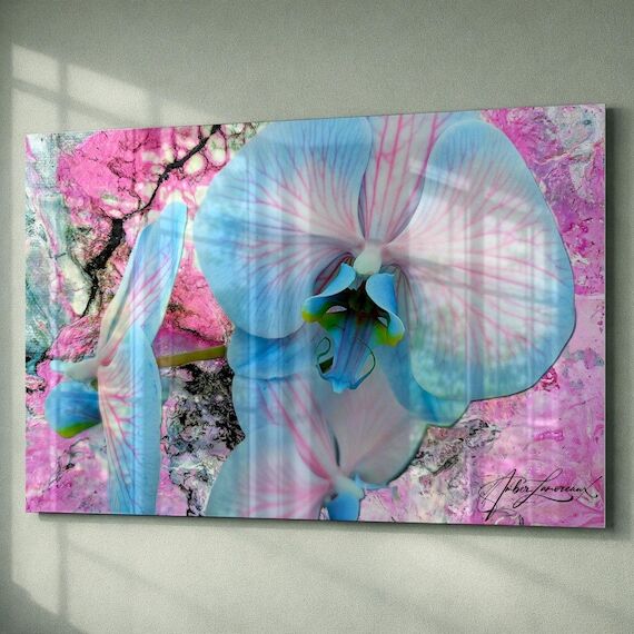 Original Glass Wall Art 'Candy Orchid Fantasy...