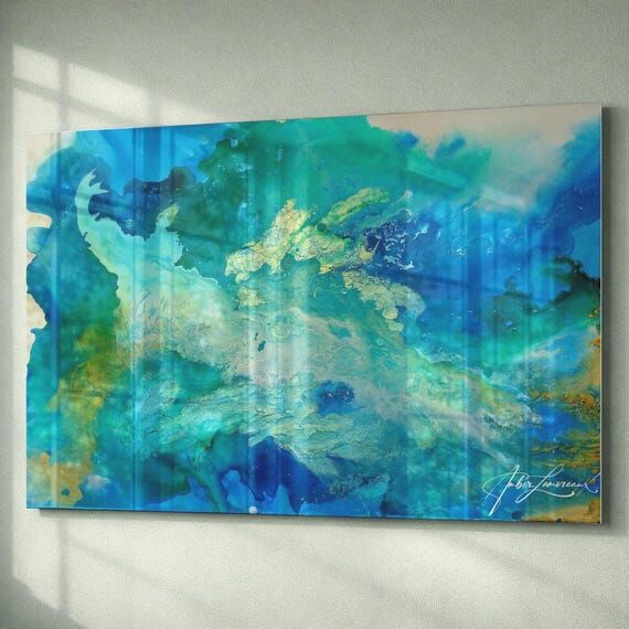 Original Glass Wall Art 'Call of the Ocean' A...