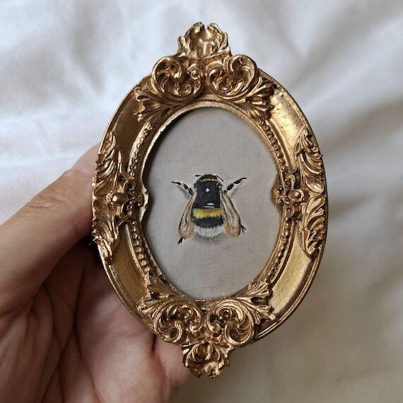 Original Oil Painting, Bumblebee Painting, Be...