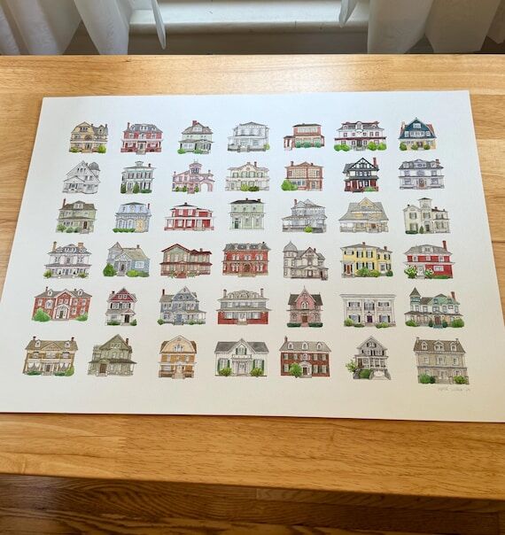 Homes of Franklin Original Watercolor Paintin...