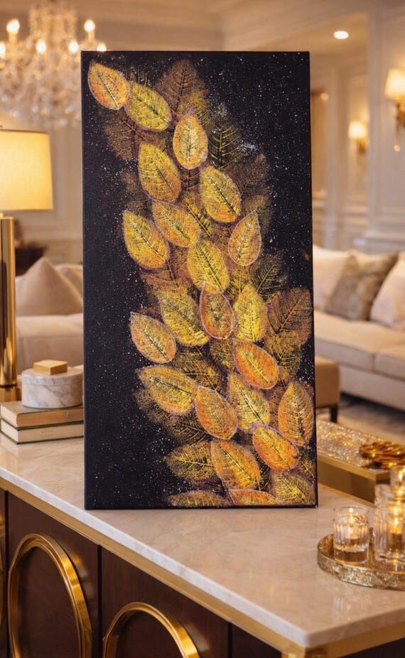 SOLD OUT, Custom Golden fall Leaves Abstract ...