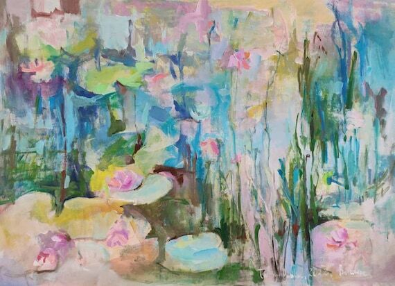 Oversized Wall Art: Abstract Water Lily Acryl...