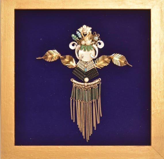 Flapper Angel Vintage Jewelry Art in Wood ...