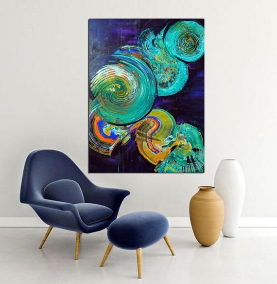 Water lilies abstract modern painting art one...
