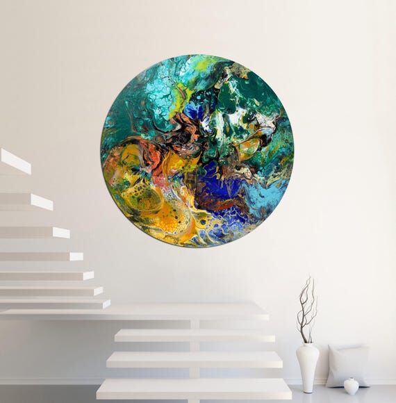 Circular abstract painting large modern art o...