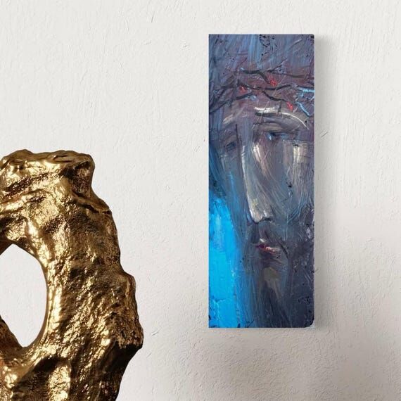 Jesus Christ Oil Painting on Antique Wood | U...