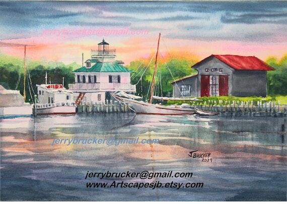 St. Michaels MD Lighthouse Painting Chesapeak...