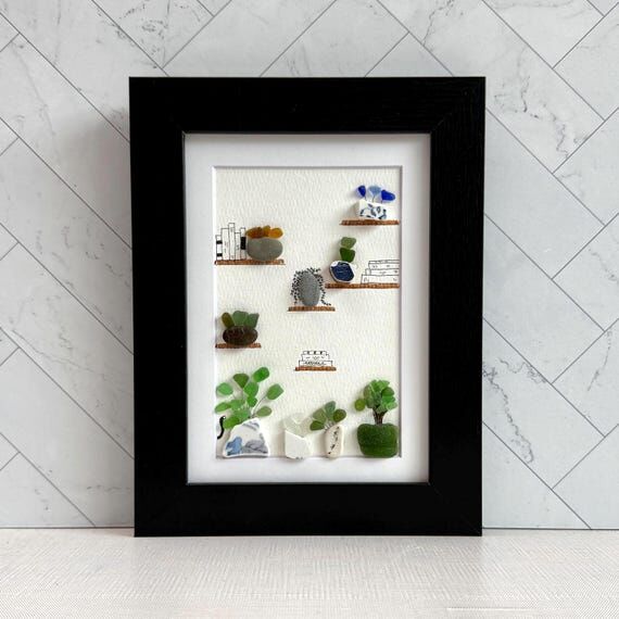 Sea Glass Plant Art – 5×7 Framed “Indoor...