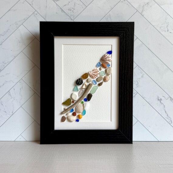 Sea Glass Abstract Beach Art – Handmade Fra...