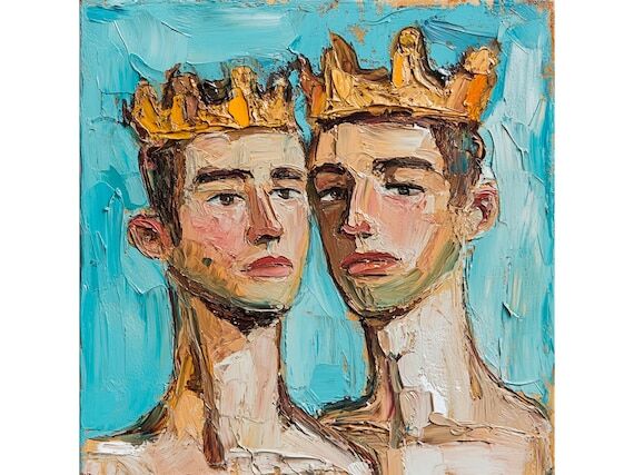 Royal Gay Canvas Oil Painting Two Men With Cr...