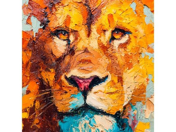 Lion Portrait Large Original Oil Painting Big...