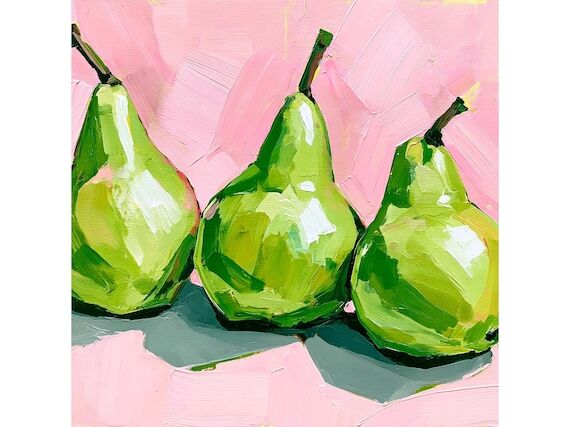 Green Pears Canvas Oil Painting Original Frui...