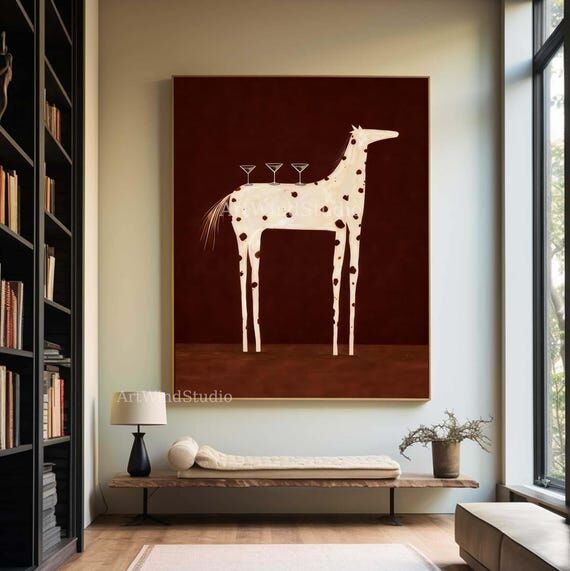 Whimsical Horse with Martini Glass Wall Art B...