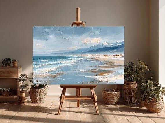 Beach and Mountain Wall Art Landscape Oil Pai...