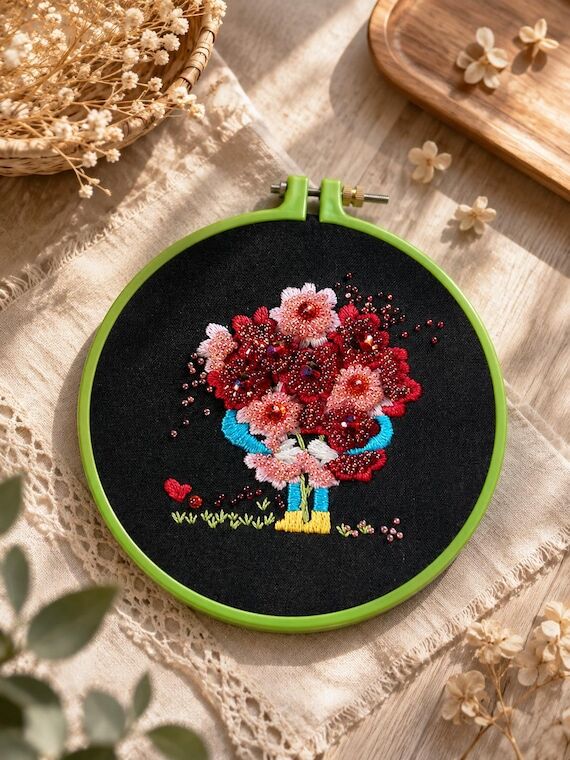 DIY Beaded Flower Embroidery Kit – Floral B...