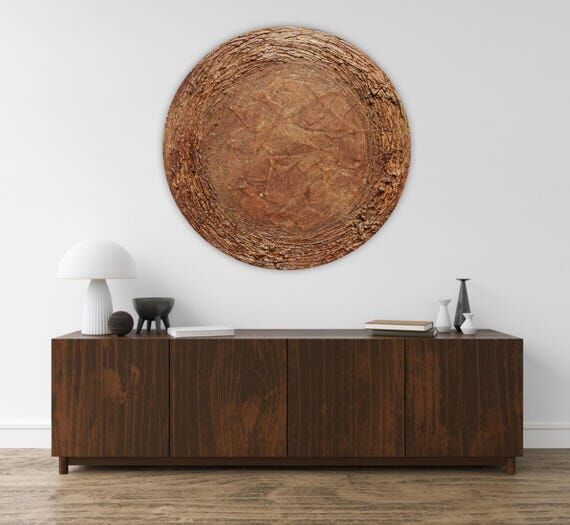Textured Wabi Sabi Circle Wall Art Earth Tone...