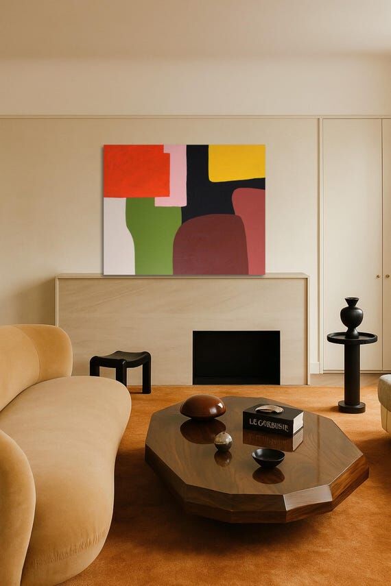 Colorful Abstract Painting Modern Geometric W...