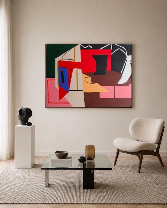 Large Abstract Art Modern Painting Geometric ...