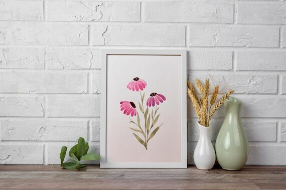 Original Pink Coneflower Watercolor(not print...