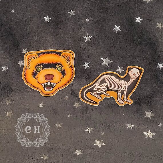 Retro Ferret Halloween Waterproof Stickers | ...