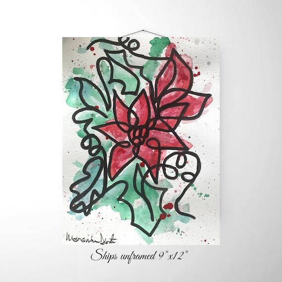 Original Watercolor Tree Art: Vibrant Coastal...