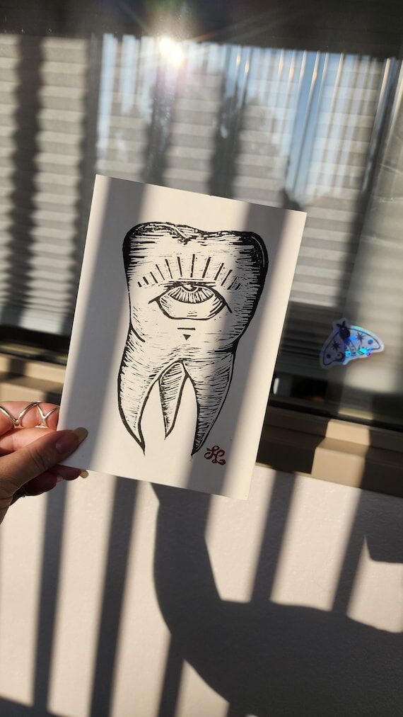 Linocut Art Print: Toothy Gap, Unique Quirky ...