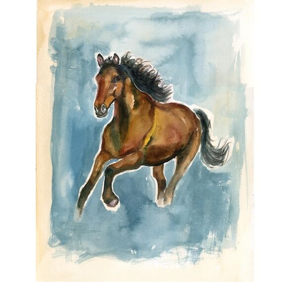 Original horse Watercolor Painting, Woodland ...