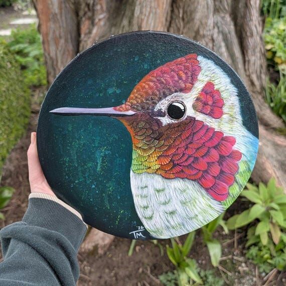 Original Anna's Hummingbird Painting | Colorf...