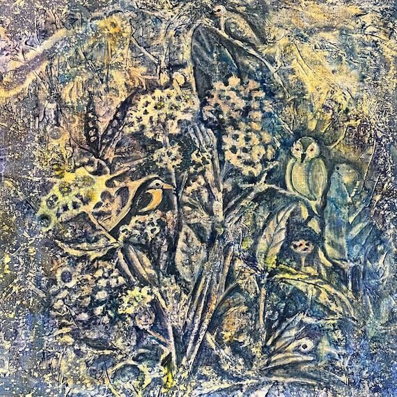 Abstract Floral Painting – Neutral Contempo...