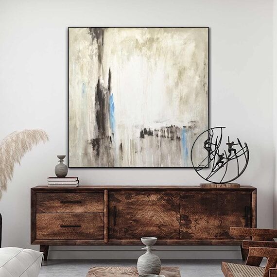 Large Original Tan Brown Pouring Modern Abstr...