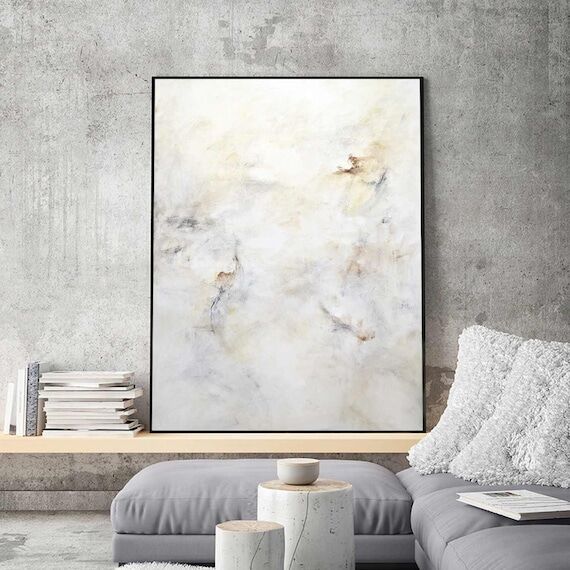 Light Minimal Painting, Vertical Natural Colo...