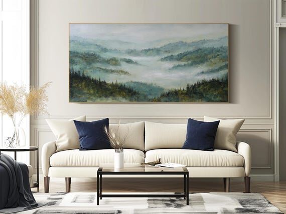 Original Landscape Oil Painting Large Mountai...