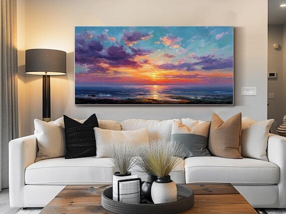Original Landscape Oil Painting Seascape Suns...