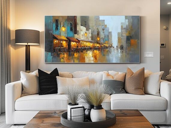 Original Architecture Oil Painting City Stree...