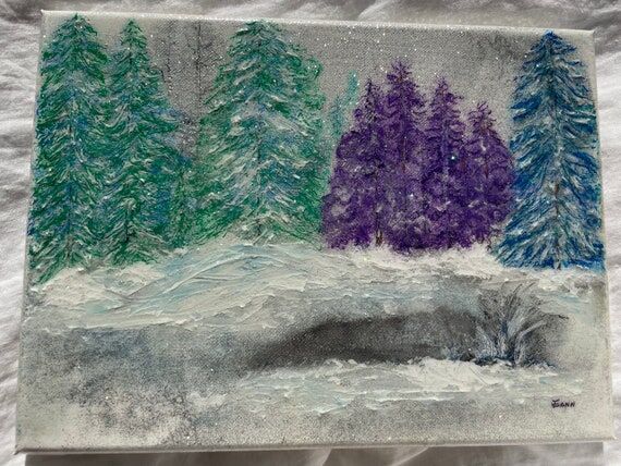 12x9 Canvas, Original Acrylic Painting, Winte...
