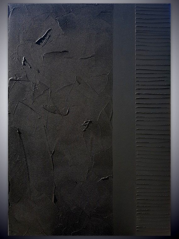 Minimalist black monochrome painting handmade...