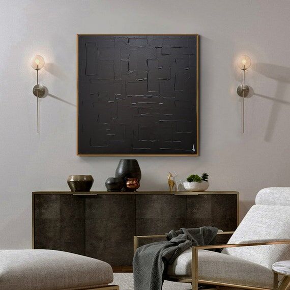 Handmade minimalist black monochrome abstract...