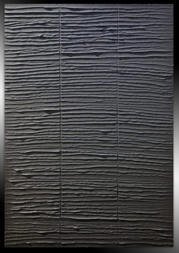 Monochrome black abstract painting, handmade ...