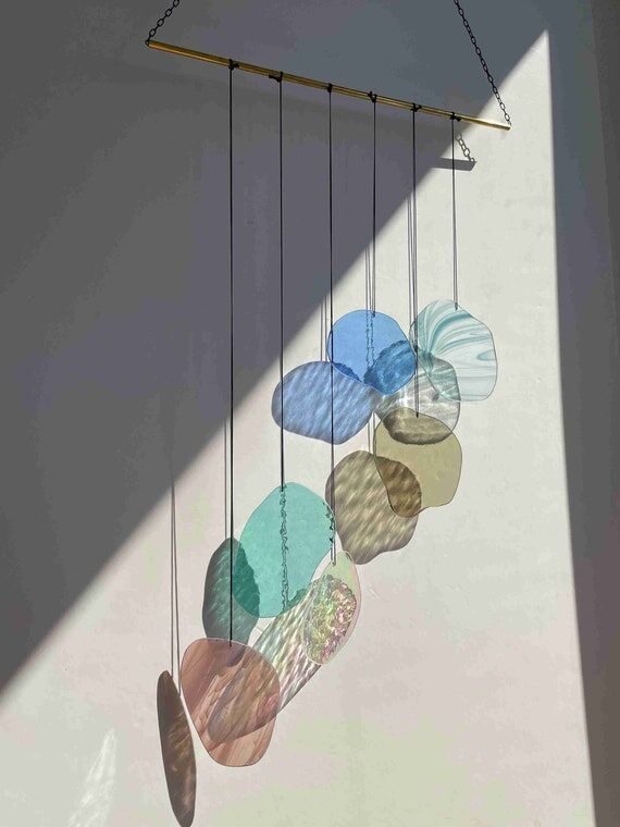 Organic Shaped Wall Art in Pastel Colors, Gla...