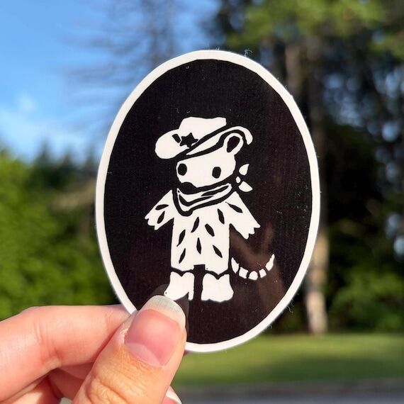 Cowboy Opossum Vinyl Sticker | Water Resistan...