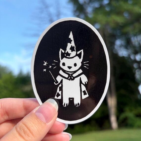 Magical Wizard Cat Vinyl Sticker | Water Resi...