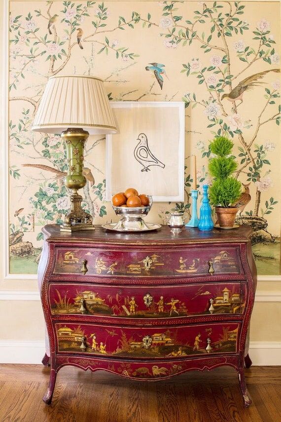 C-075, Chinoiserie panels --- hand-painted bi...