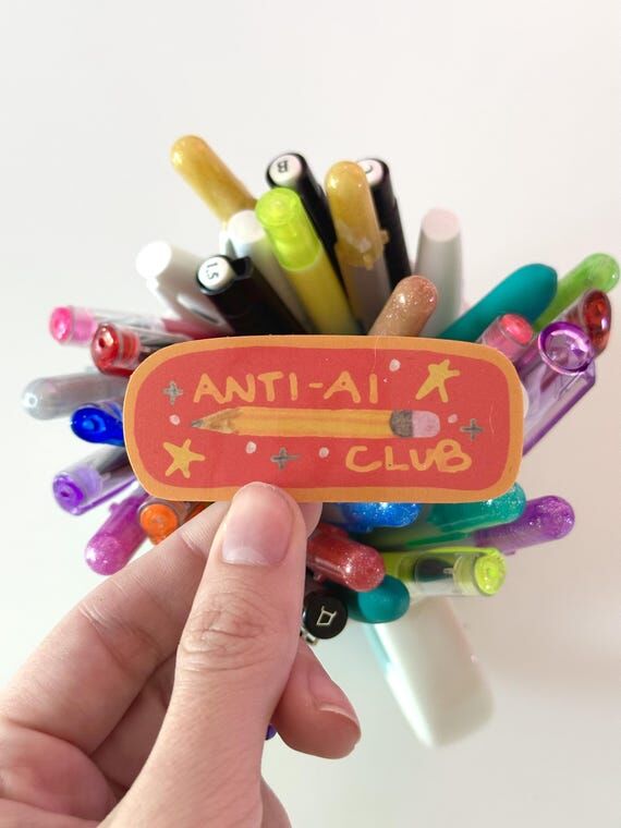 Anti-AI Club Sticker – Waterproof & Durable...