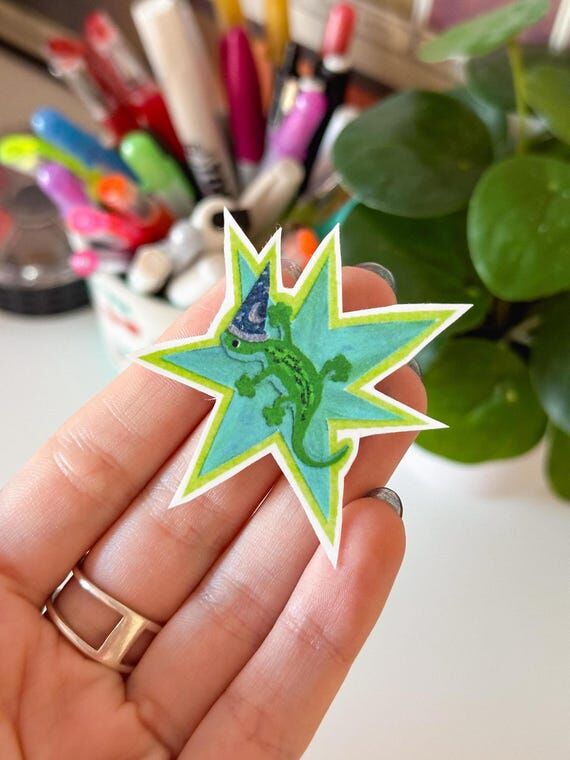 Wizard Lizard Star Handmade Sticker – Water...
