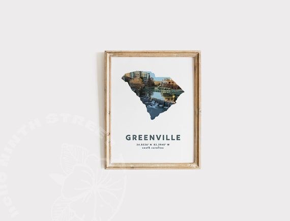 Greenville Map Artwork South Carolina Art Tra...